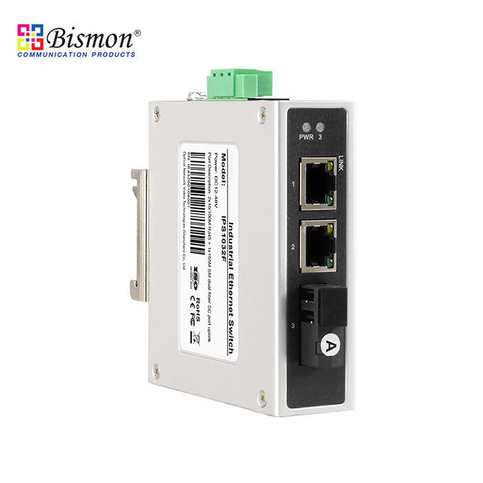 2Port PoE 10/100Base-T to 100Base-x, SC-Single-fiber(A) SM 20km Industrial switch